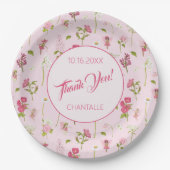 Flower Fairy Thank You Name Date ペーパープレート (正面)