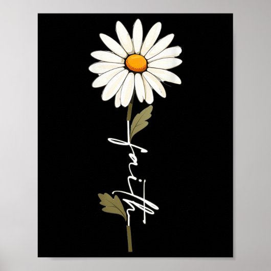 Flower Faith God Cursive Writing Jesus Cross Art O ポスター (正面)