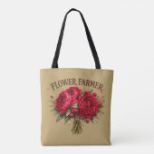 Flower Farmer Vintage Pink Peony Bouquet Rustic  トートバッグ (裏面)
