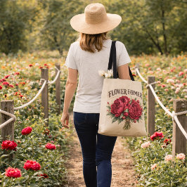 Flower Farmer Vintage Pink Peony Bouquet Rustic  トートバッグ