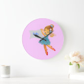 Flower Feary clockという名前を付ガーリーけまかわいらしす。 ラージ壁時計 (ホーム)