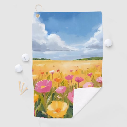 Flower Field Landscape Painting ゴルフタオル (インサイチュ)