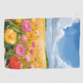Flower Field Landscape Painting ゴルフタオル (横)