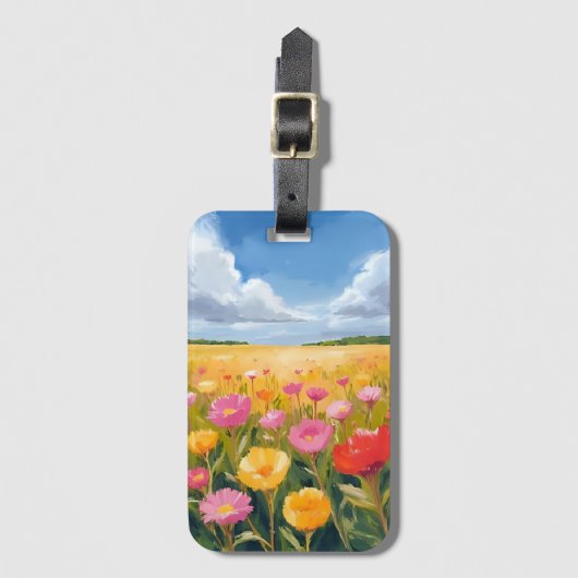 Flower Field Landscape Painting ラゲッジタグ (正面縦)