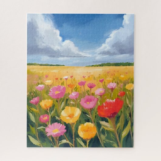 Flower Field Landscape Painting Nature ジグソーパズル (縦)