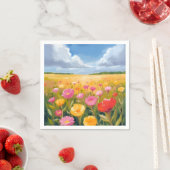 Flower Field Landscape Painting Watercolor スタンダードカクテルナプキン (インサイチュ)