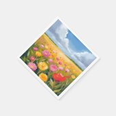 Flower Field Landscape Painting Watercolor スタンダードカクテルナプキン (角)