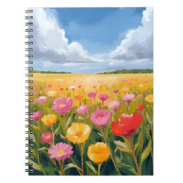 Flower Field Landscape Painting Watercolor ノートブック