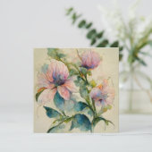 Flower Floral Watercolor Pastel Painting 招待状 (スタンド正面)