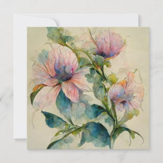 Flower Floral Watercolor Pastel Painting 招待状