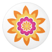 Flower Fusion_Geometric日が差すこと_ポピー明るい赤紫色日 セラミックノブ (正面)