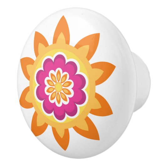 Flower Fusion_Geometric日が差すこと_ポピー明るい赤紫色日 セラミックノブ (右)
