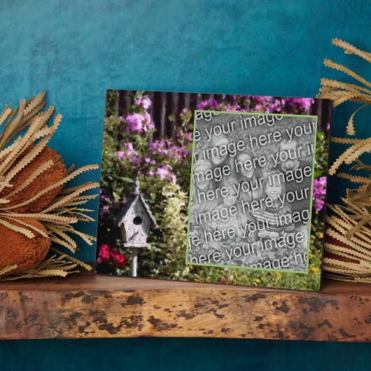 Flower Garden Bird House 絵画's Add Your Photo フォトプラーク (側面)