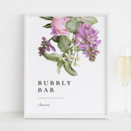 Flower Garden Bridal Shower Bubbly Bar Sign ポスター