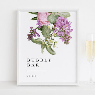 Flower Garden Bridal Shower Bubbly Bar Sign ポスター