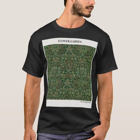 FLOWER GARDEN by William Morris,抽象芸術ヴィンテージ Tシャツ (正面)