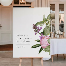 Flower Garden Pink Bridal Shower Welcome Sign ポスター