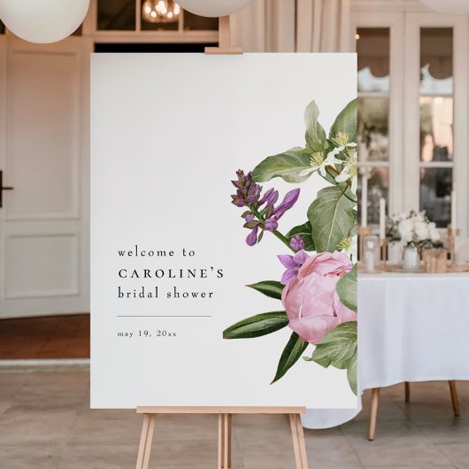 Flower Garden Pink Bridal Shower Welcome Sign ポスター