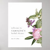 Flower Garden Pink Bridal Shower Welcome Sign ポスター (正面)