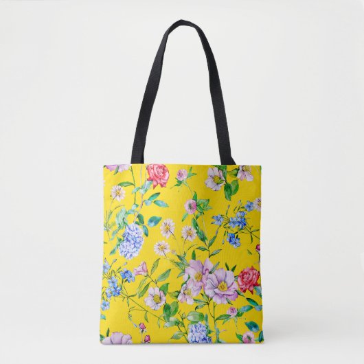 Flower garden watercolor illustration patternpatte トートバッグ (正面)