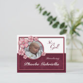 Flower Gem Pink Birth Announcements 案内状 (スタンド正面)