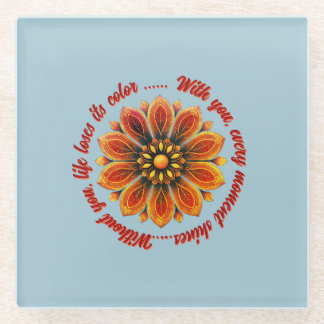 FLOWER GIFT MOM DAUGHTER SISTER TEACHER FRIEND ガラスコースター