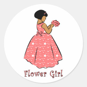 Flower Girl in Coral ラウンドシール