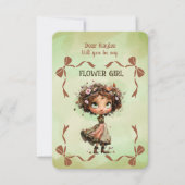 Flower Girl Invitation Floral Green Watercolor ノートカード (正面)