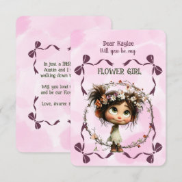 Flower Girl Invitation Floral Pink Watercolor ノートカード