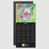 Flower Girl Oil Pastel Art Calendar Magnetic Card (正面/裏面)
