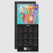 Flower Girl Oil Pastel Art Calendar Magnetic Card (正面/裏面)