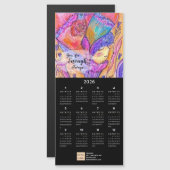 Flower Girl Oil Pastel Art Calendar Magnetic Card (正面/裏面)