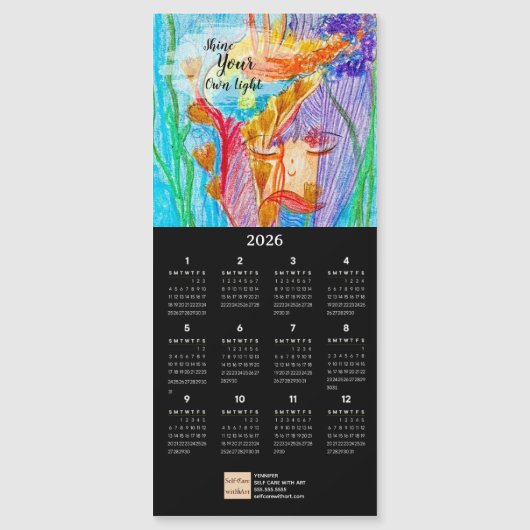 Flower Girl Oil Pastel Art Calendar Magnetic Card (正面)