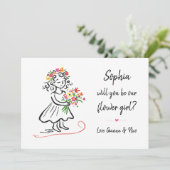 Flower Girl Proposal Chic Hand Drawn Illustration カード (スタンド正面)