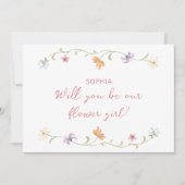 Flower Girl Proposal Watercolor Floral Simple カード (正面)