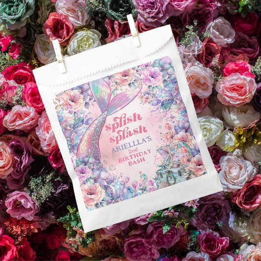 Flower Glitter Mermaid Tail 2nd Birthday フェイバーバッグ