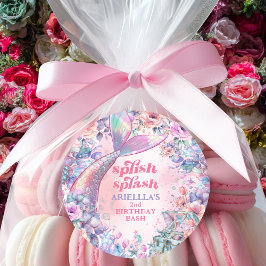 Flower Glitter Mermaid Tail 2nd Birthday ラウンドシール