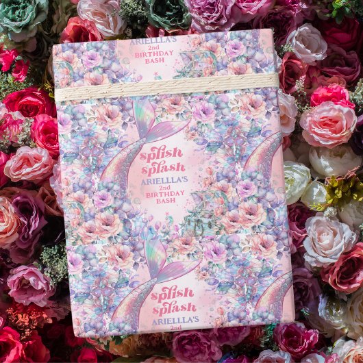 Flower Glitter Mermaid Tail 2nd Birthday ラッピングペーパー