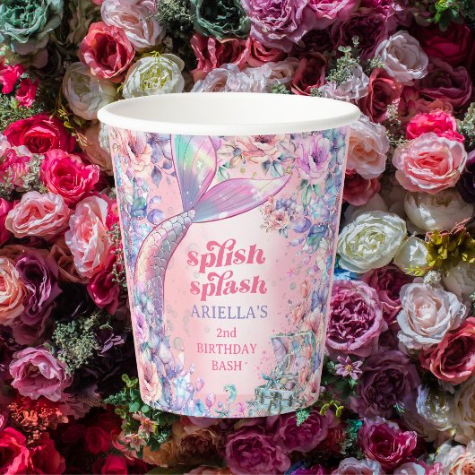 Flower Glitter Mermaid Tail 2nd Birthday 紙コップ