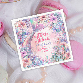 Flower Glitter Mermaid Tail 3rd Birthday スタンダードカクテルナプキン