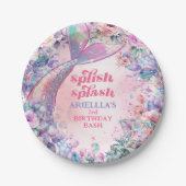 Flower Glitter Mermaid Tail 3rd Birthday ペーパープレート (正面)