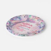 Flower Glitter Mermaid Tail 3rd Birthday ペーパープレート (アングル)