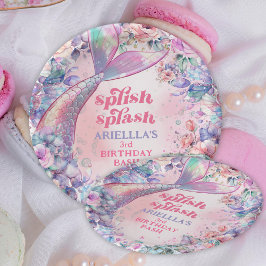 Flower Glitter Mermaid Tail 3rd Birthday ペーパープレート