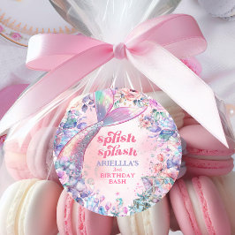 Flower Glitter Mermaid Tail 3rd Birthday ラウンドシール