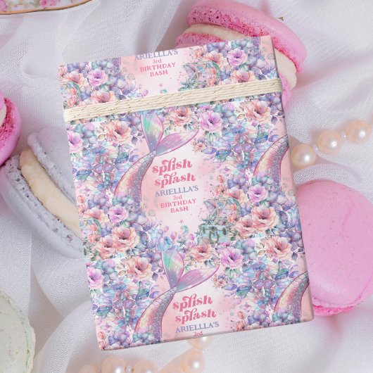Flower Glitter Mermaid Tail 3rd Birthday ラッピングペーパー