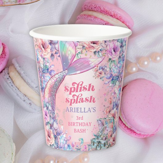 Flower Glitter Mermaid Tail 3rd Birthday 紙コップ