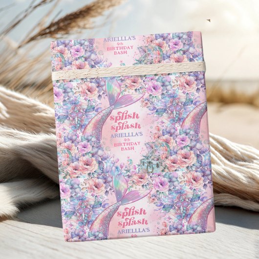 Flower Glitter Mermaid Tail 4th Birthday ラッピングペーパー