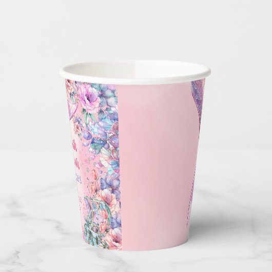 Flower Glitter Mermaid Tail 4th Birthday 紙コップ (左)