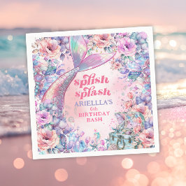 Flower Glitter Mermaid Tail 6th Birthday スタンダードカクテルナプキン
