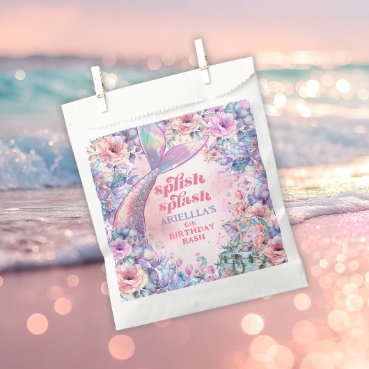 Flower Glitter Mermaid Tail 6th Birthday フェイバーバッグ